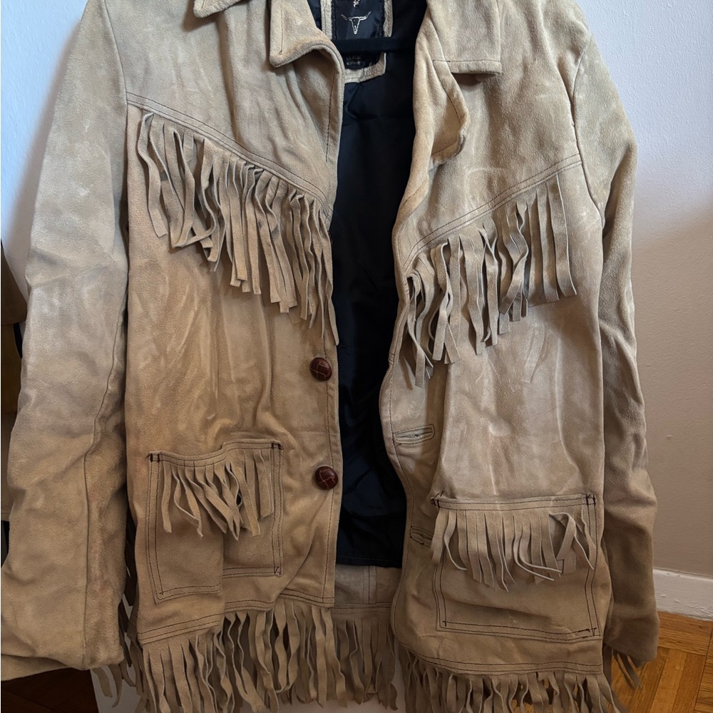 Tan Fringe Suede Jacket